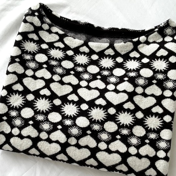 Maeve Anthropologie Sweater Black & White Heart Sz S Sunshine in My Heart - Picture 11 of 16